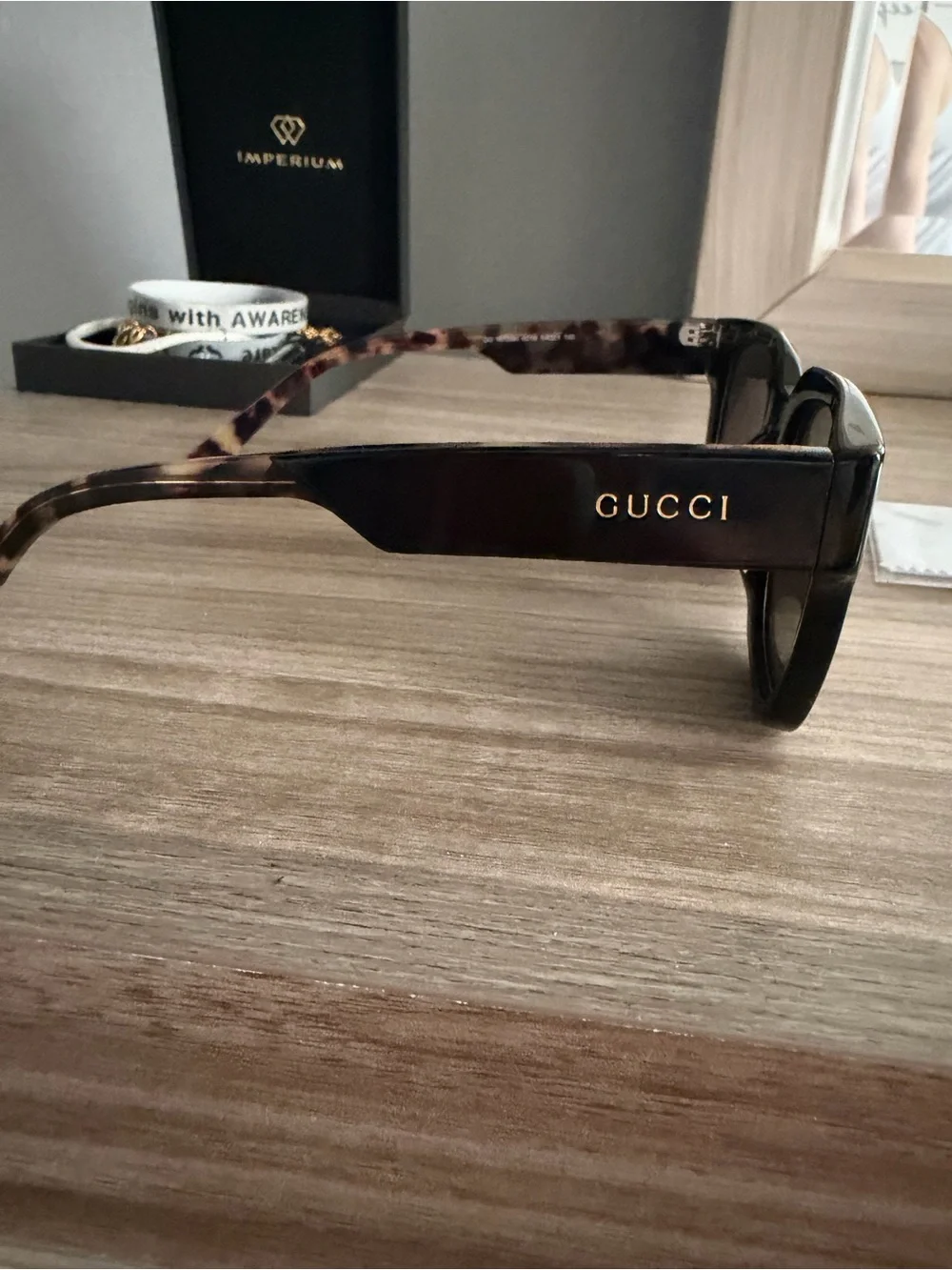 Gucci Black Men’s Sunglasses with Brown Gradient Lenses
